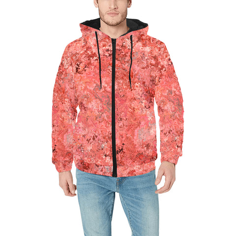 Roseate Clouds (Pink) Men's Hooded Bomber Jacket