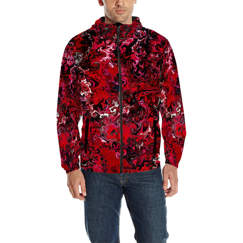Crimson Chroma (Red) Men's All Over Print Quilted Windbreaker