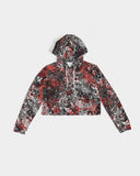 Scarlett Ghost (Black) Women's All-Over Print Cropped Hoodie