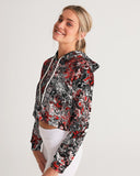 Scarlett Ghost (Black) Women's All-Over Print Cropped Hoodie