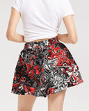 Scarlett Ghost (Black) Women's All-Over Print Ruffle Shorts