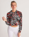 Scarlett Ghost (Black) Women's All-Over Print Cropped Hoodie