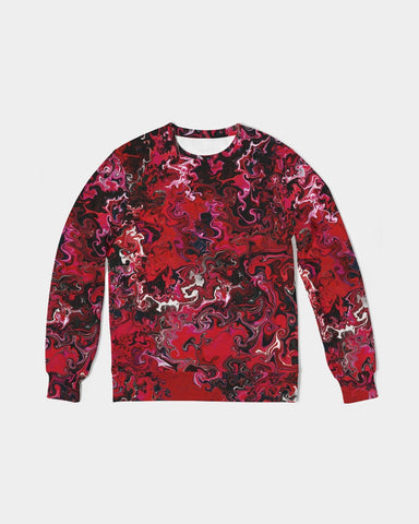 Crimson Chroma (Red) Men's All-Over Print Classic French Terry Crewneck Pullover