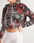 Scarlett Ghost (Black) Women's All-Over Print Cropped Hoodie